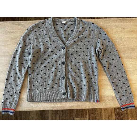 Kule The Dottie Cardigan Gray Black Polka Dot Size Medium - Picture 3 of 10